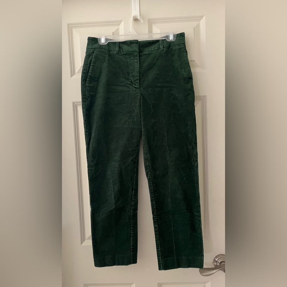 Women’s Boden Pants Green Straight Leg Cotton Blend Corduroy High Rise 8P